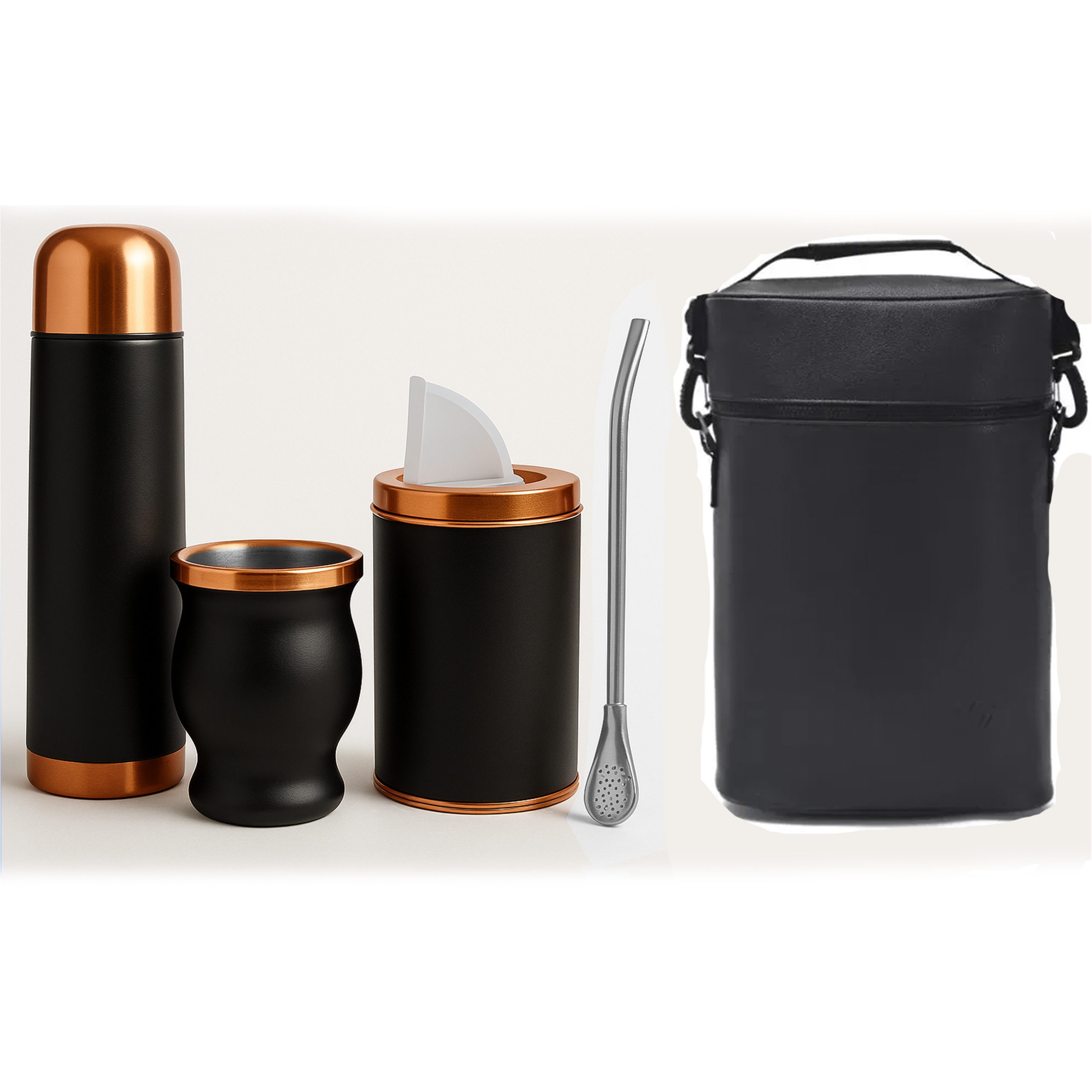 Set de Mate color Negro/Cobre con Bolso MAT02 - Imagen 2