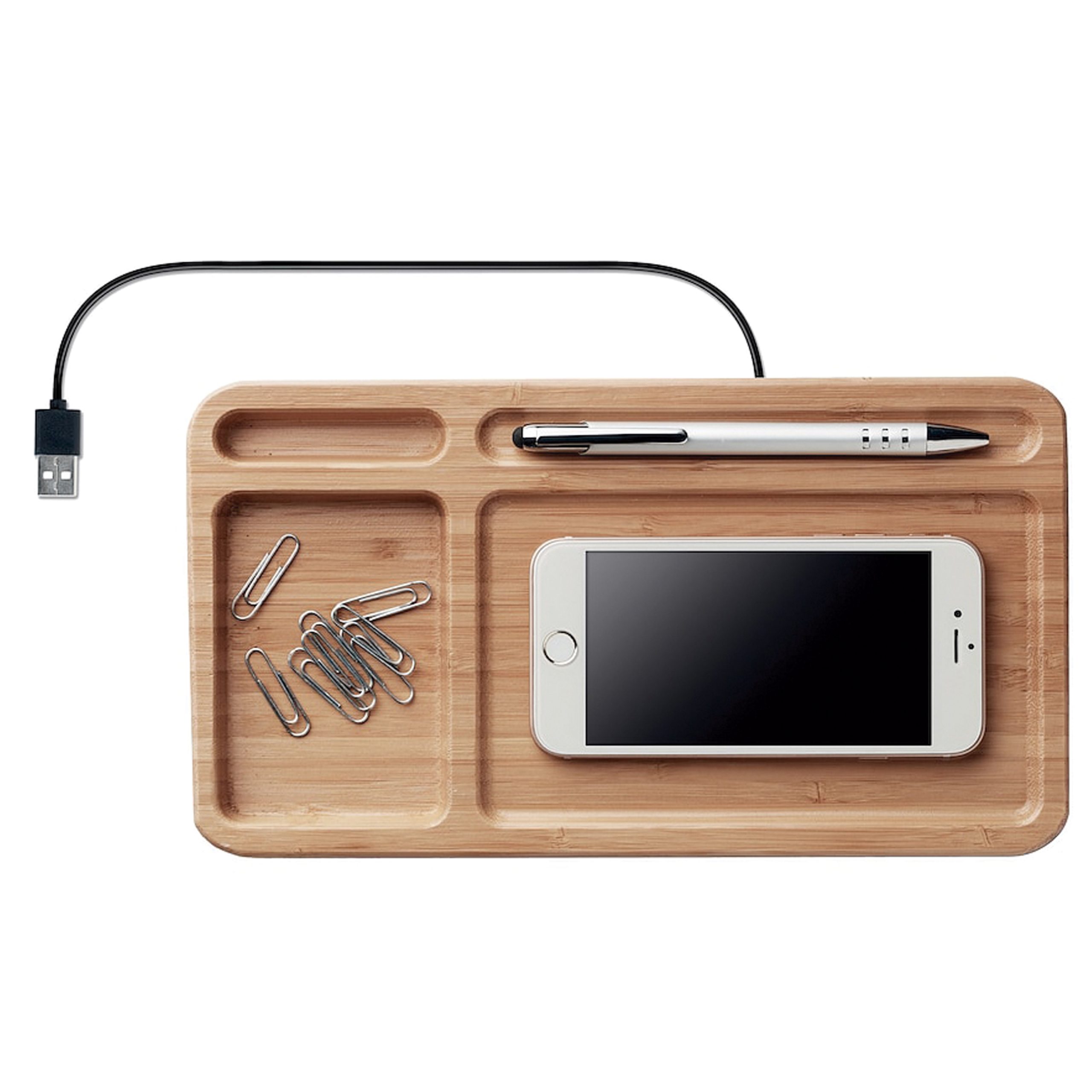 Cargador Inalámbrico Escritorio Bamboo T70 - Imagen 2
