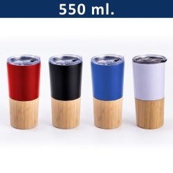 Mug Térmico Acero Inoxidable/detalles Bamboo M202