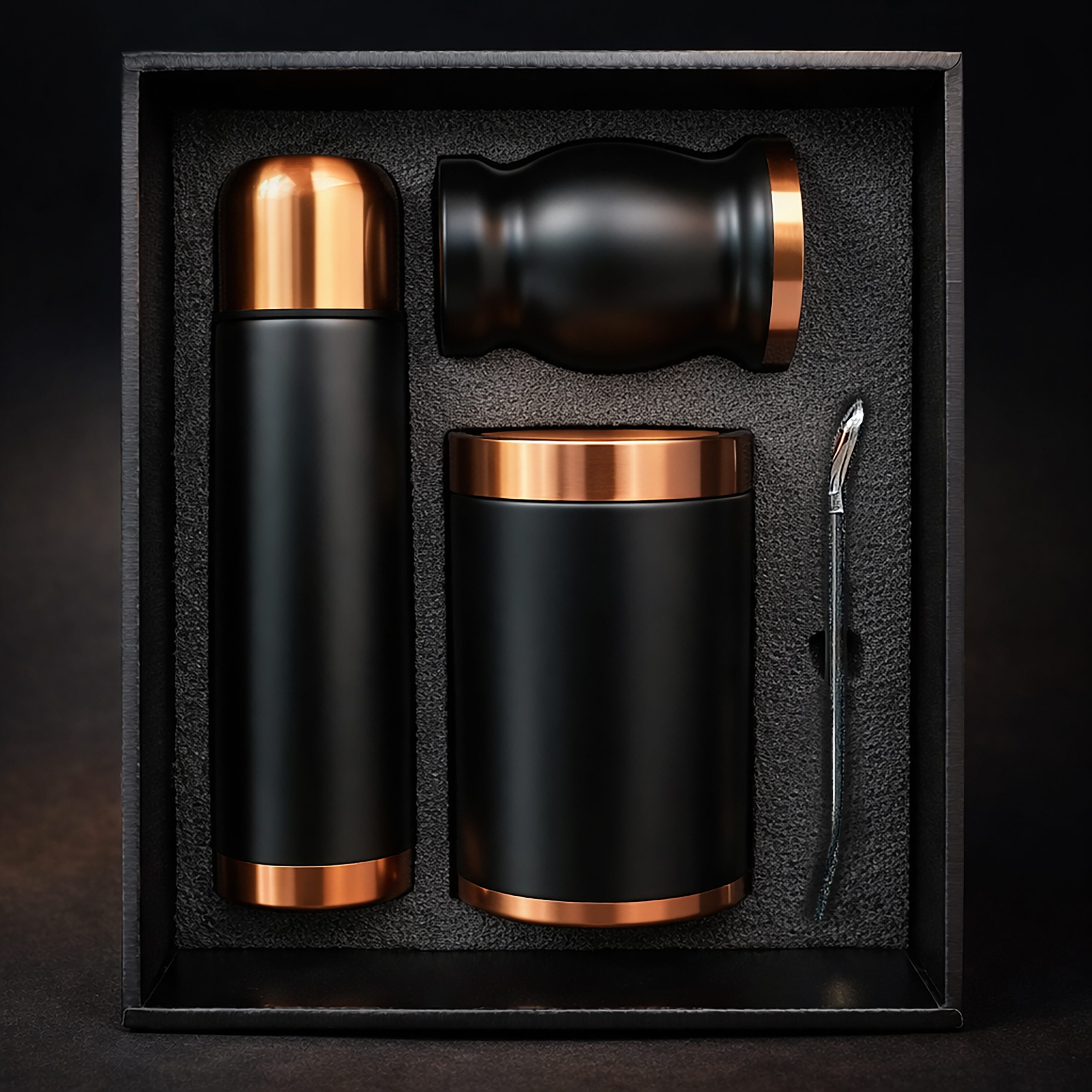 Set de Mate color Negro/Cobre con Bolso MAT02