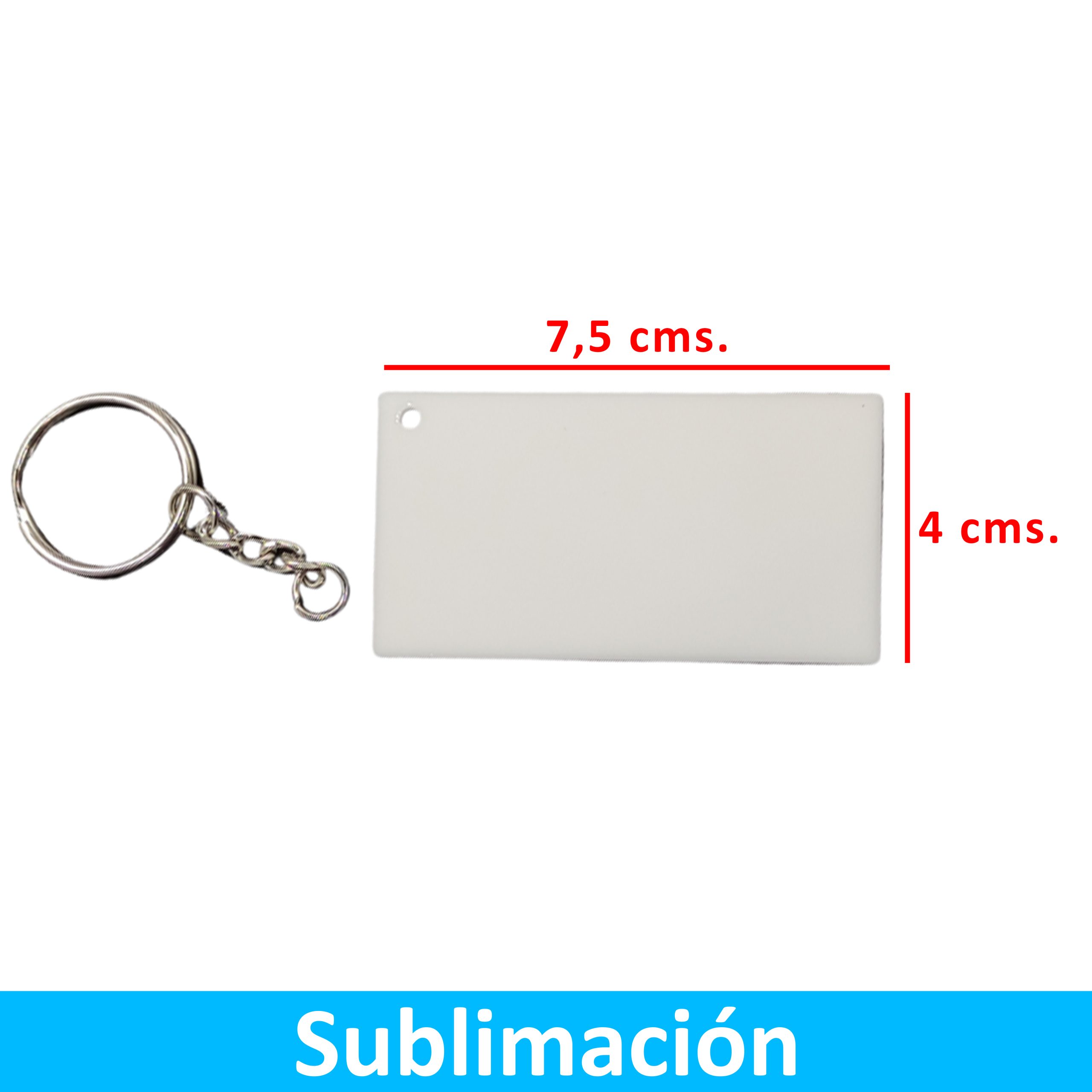 Llavero Acrílico Blanco Sublimable Rectangular NI25