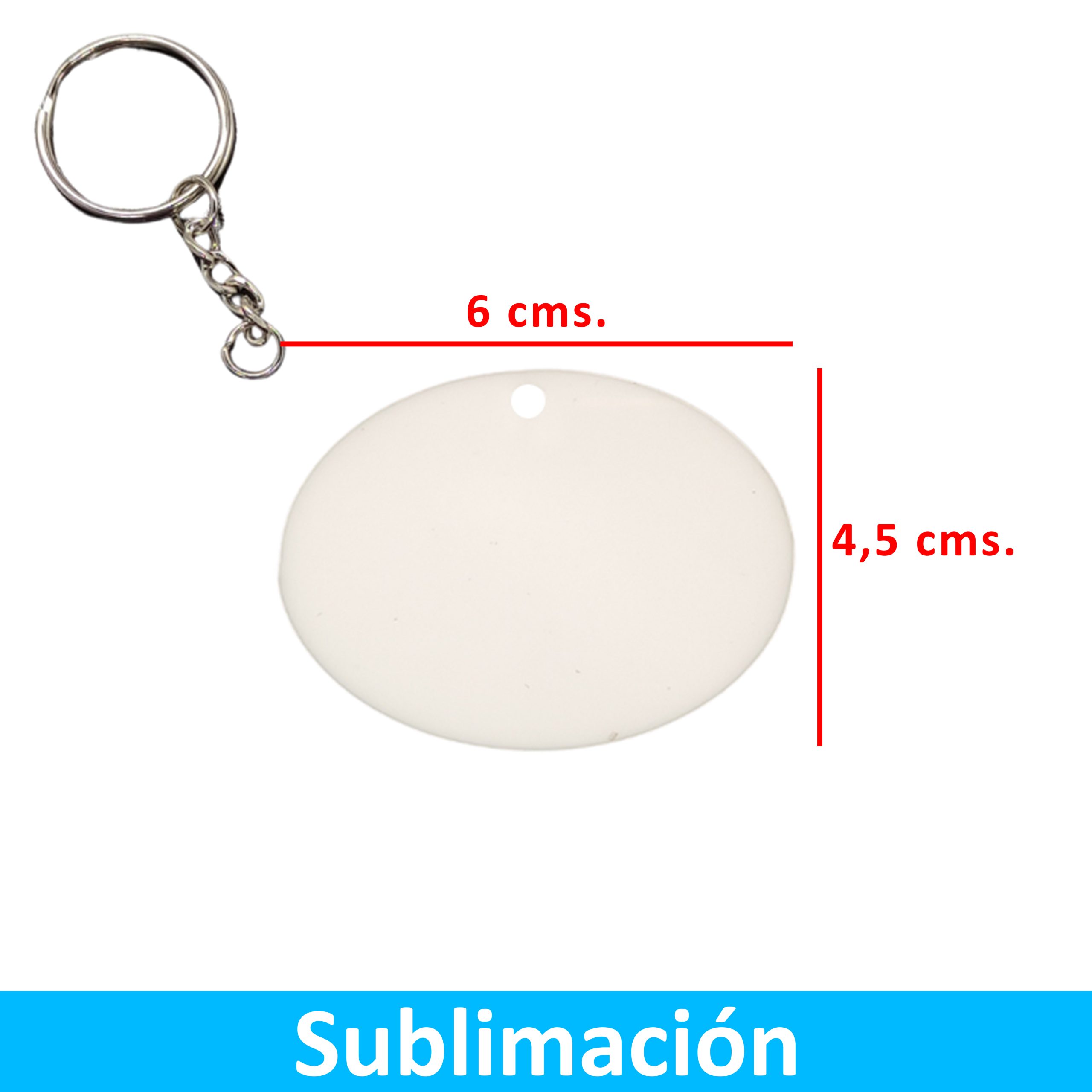 Llavero Acrílico Blanco Sublimable Ovalado NI30